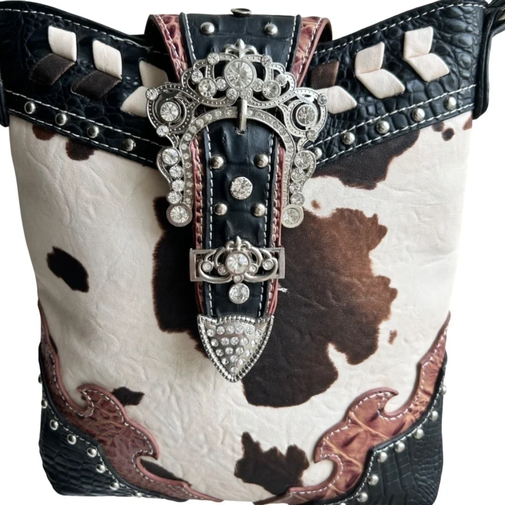 Cowgirl Trendy Adjustable Crossbody Bag w/ Bling & Concealed Pocket
